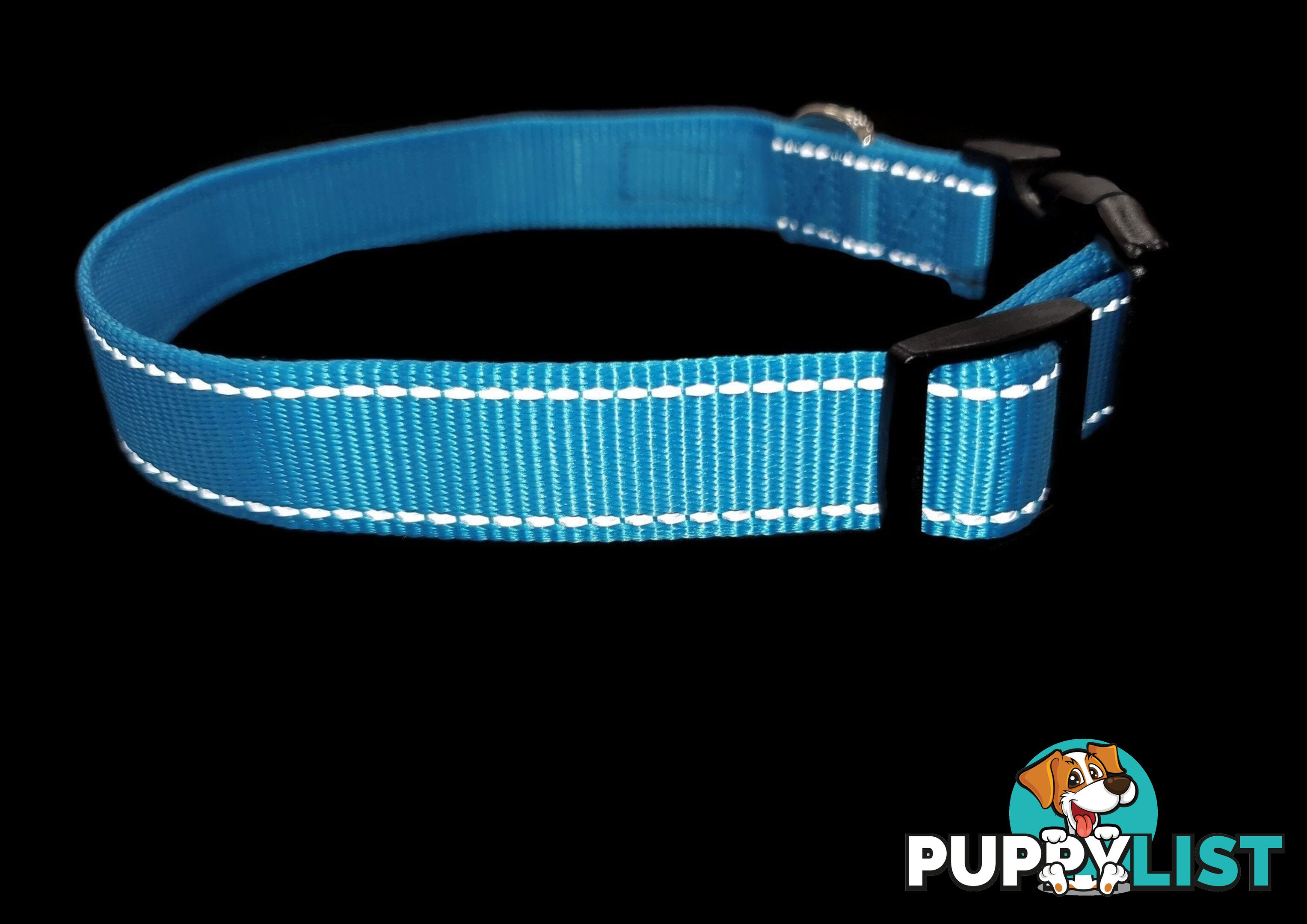 Nylon w/Reflective Stitching Dog Collar - Moondidley Pets - MDPCOLREFXSBLK