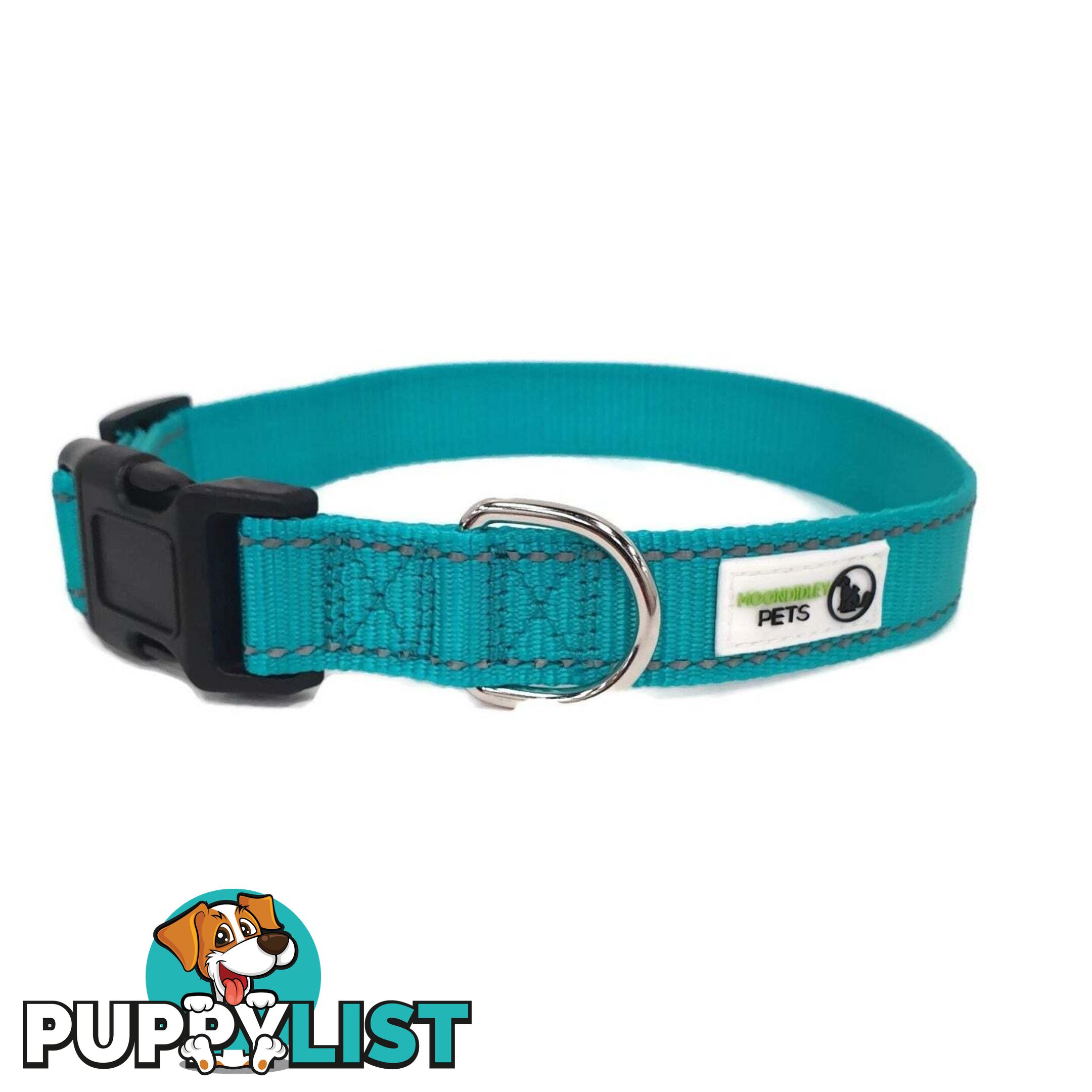 Nylon w/Reflective Stitching Dog Collar - Moondidley Pets - MDPCOLREFXSBLK