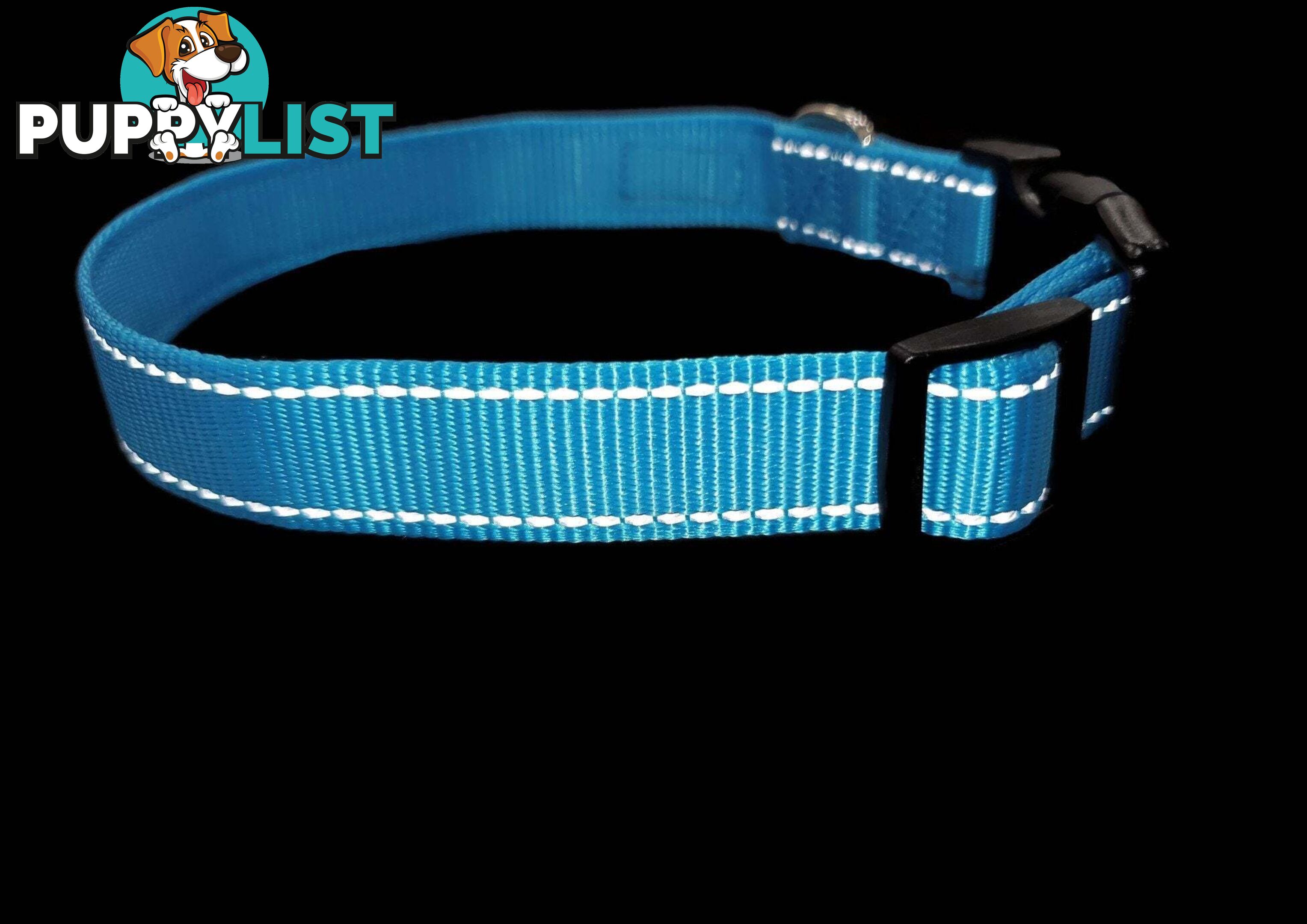 Nylon w/Reflective Stitching Dog Collar - Moondidley Pets - MDPCOLREFXSBLK