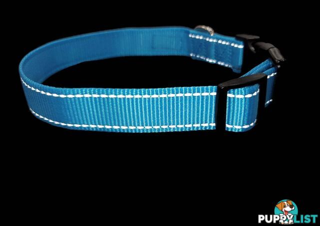Nylon w/Reflective Stitching Dog Collar - Moondidley Pets - MDPCOLREFXSBLK