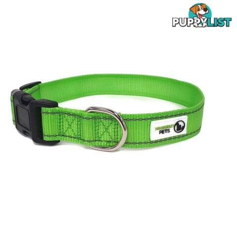 Nylon w/Reflective Stitching Dog Collar - Moondidley Pets - MDPCOLREFXSBLK