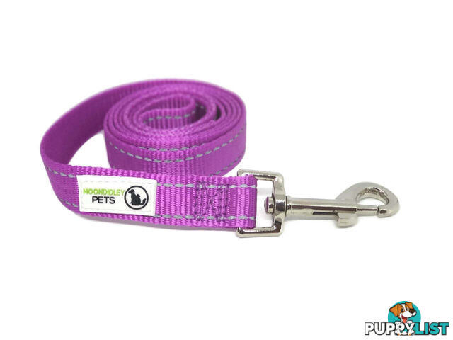 1.2m Nylon w/Reflective Stitching Dog Lead - Moondidley Pets - MDPLDREFGRN251.2