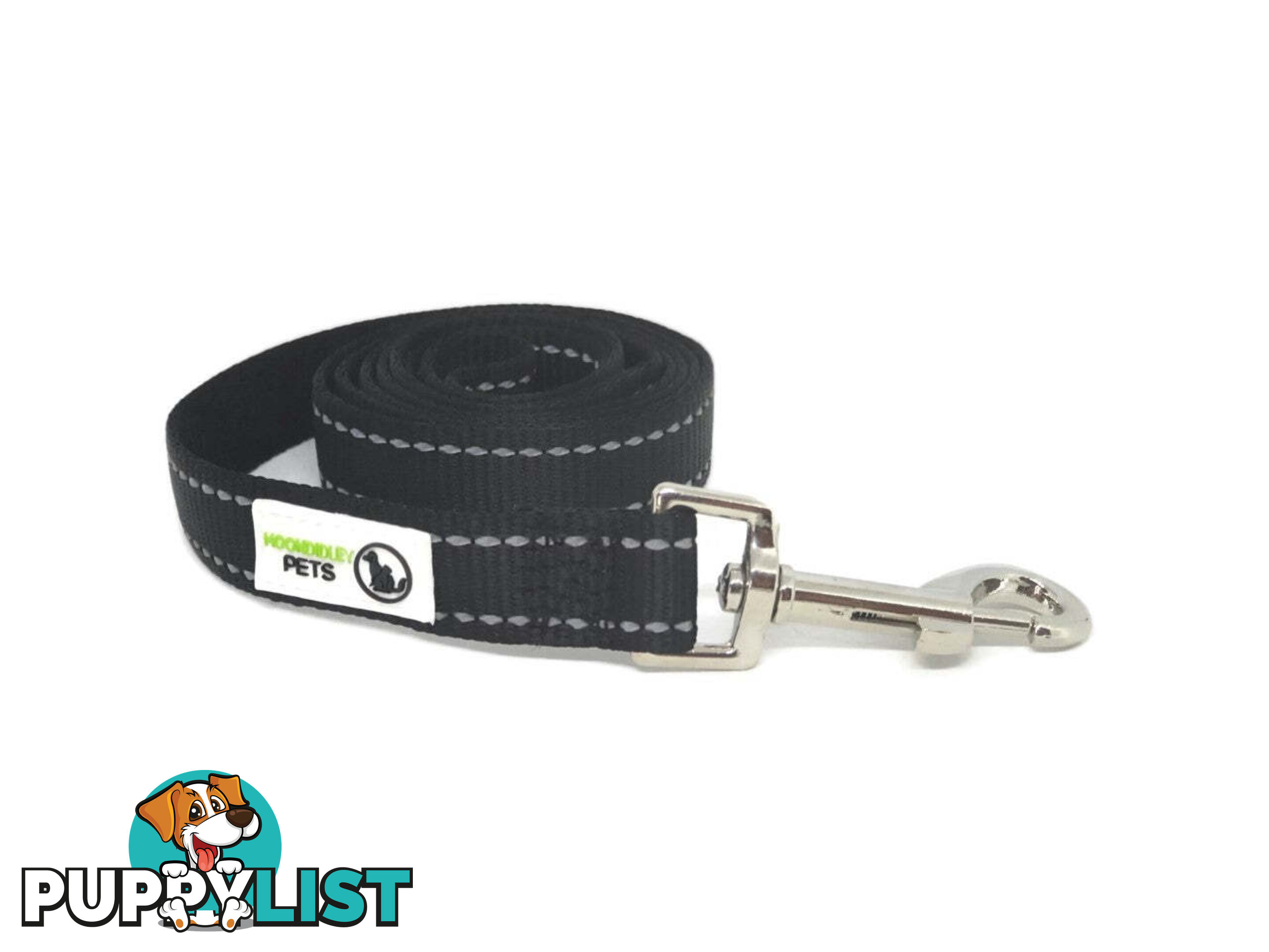 1.2m Nylon w/Reflective Stitching Dog Lead - Moondidley Pets - MDPLDREFGRN251.2