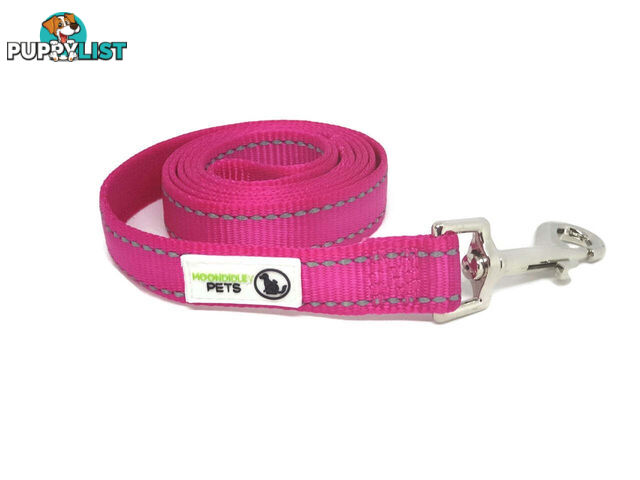 1.2m Nylon w/Reflective Stitching Dog Lead - Moondidley Pets - MDPLDREFGRN251.2