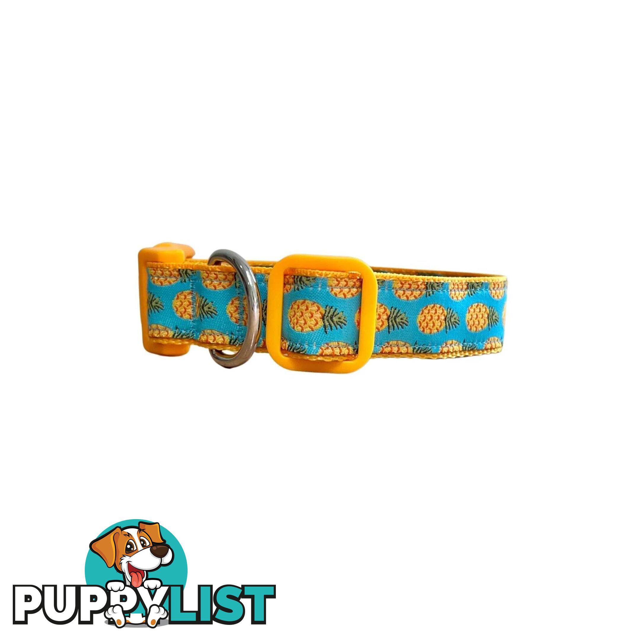 Pineapple Dog Collar - Hand Made by The Bark Side - TBSPIN2M