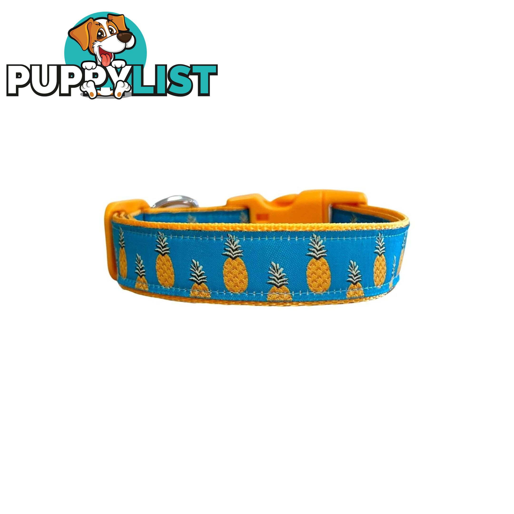 Pineapple Dog Collar - Hand Made by The Bark Side - TBSPIN2M