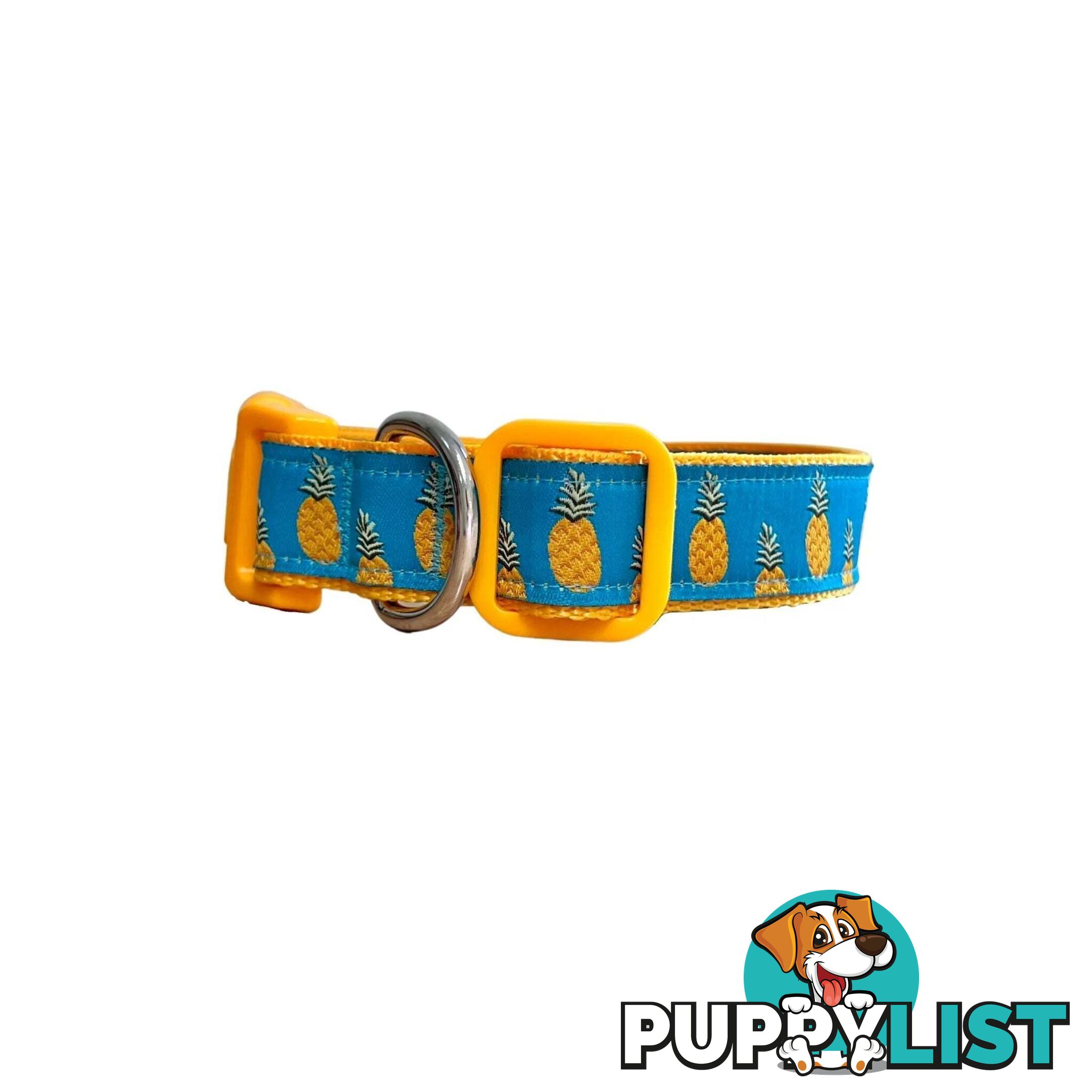 Pineapple Dog Collar - Hand Made by The Bark Side - TBSPIN2M
