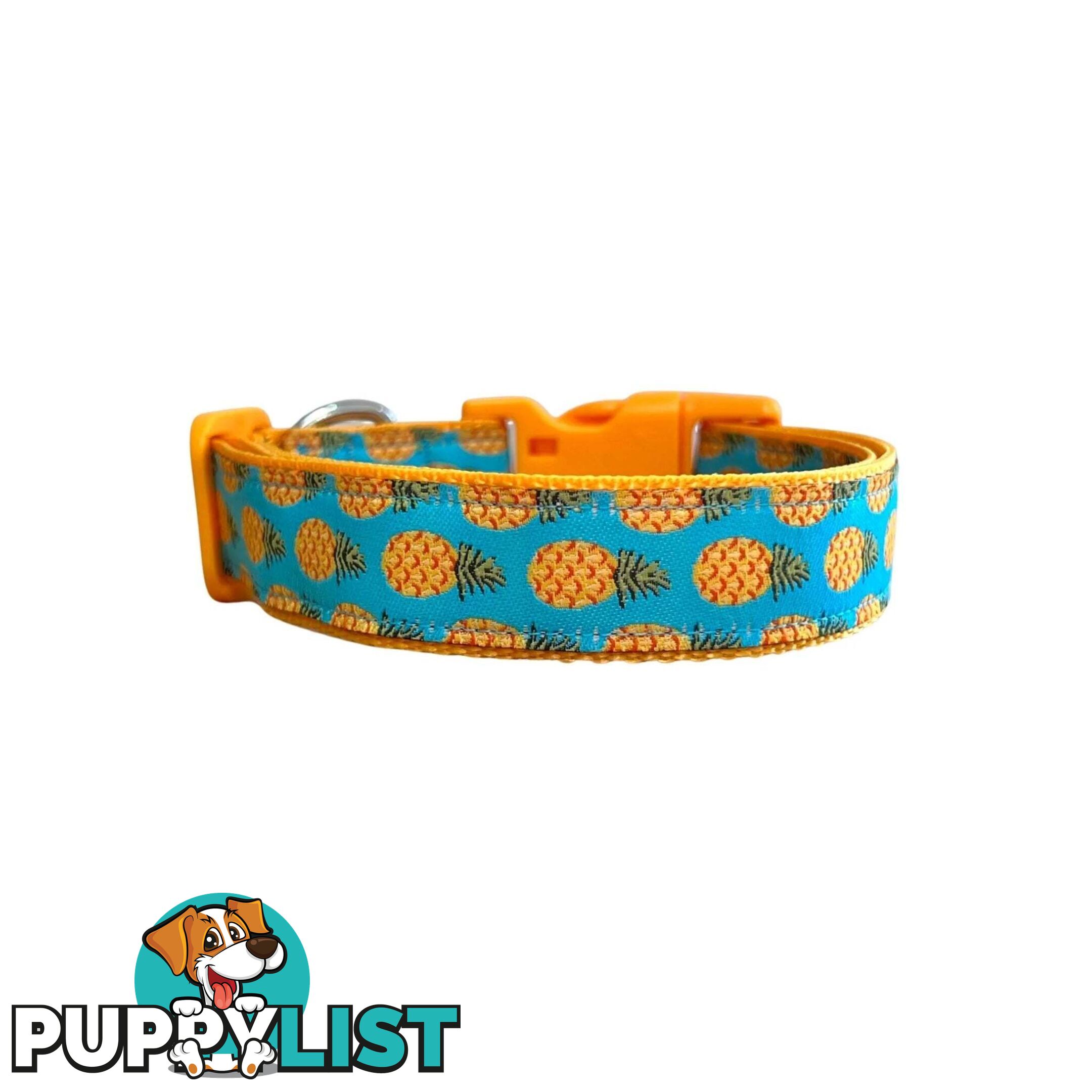 Pineapple Dog Collar - Hand Made by The Bark Side - TBSPIN2M