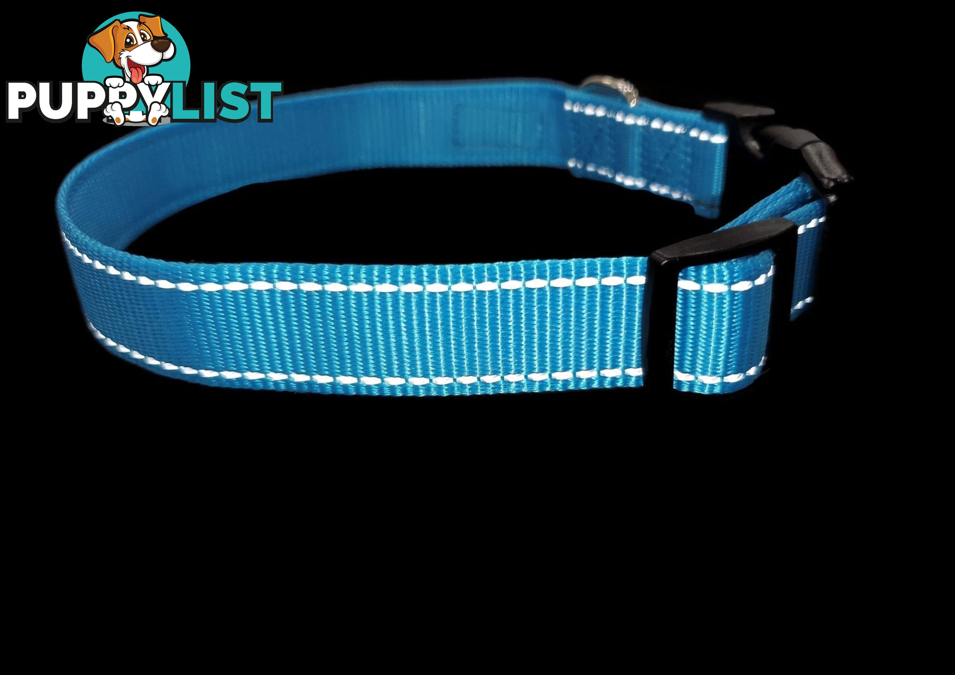 Nylon w/Reflective Stitching Dog Collar - Moondidley Pets - MDPCOLREFXLTUR