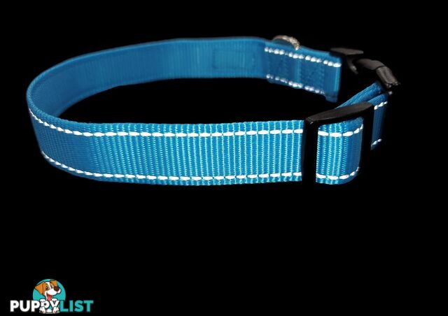 Nylon w/Reflective Stitching Dog Collar - Moondidley Pets - MDPCOLREFXLTUR