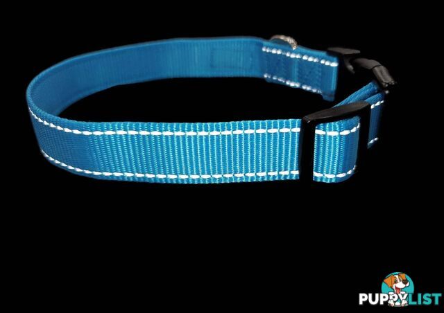 Nylon w/Reflective Stitching Dog Collar - Moondidley Pets - MDPCOLREFXLTUR