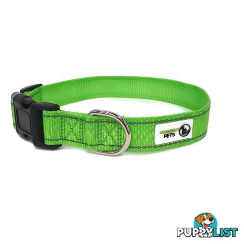 Nylon w/Reflective Stitching Dog Collar - Moondidley Pets - MDPCOLREFXLTUR