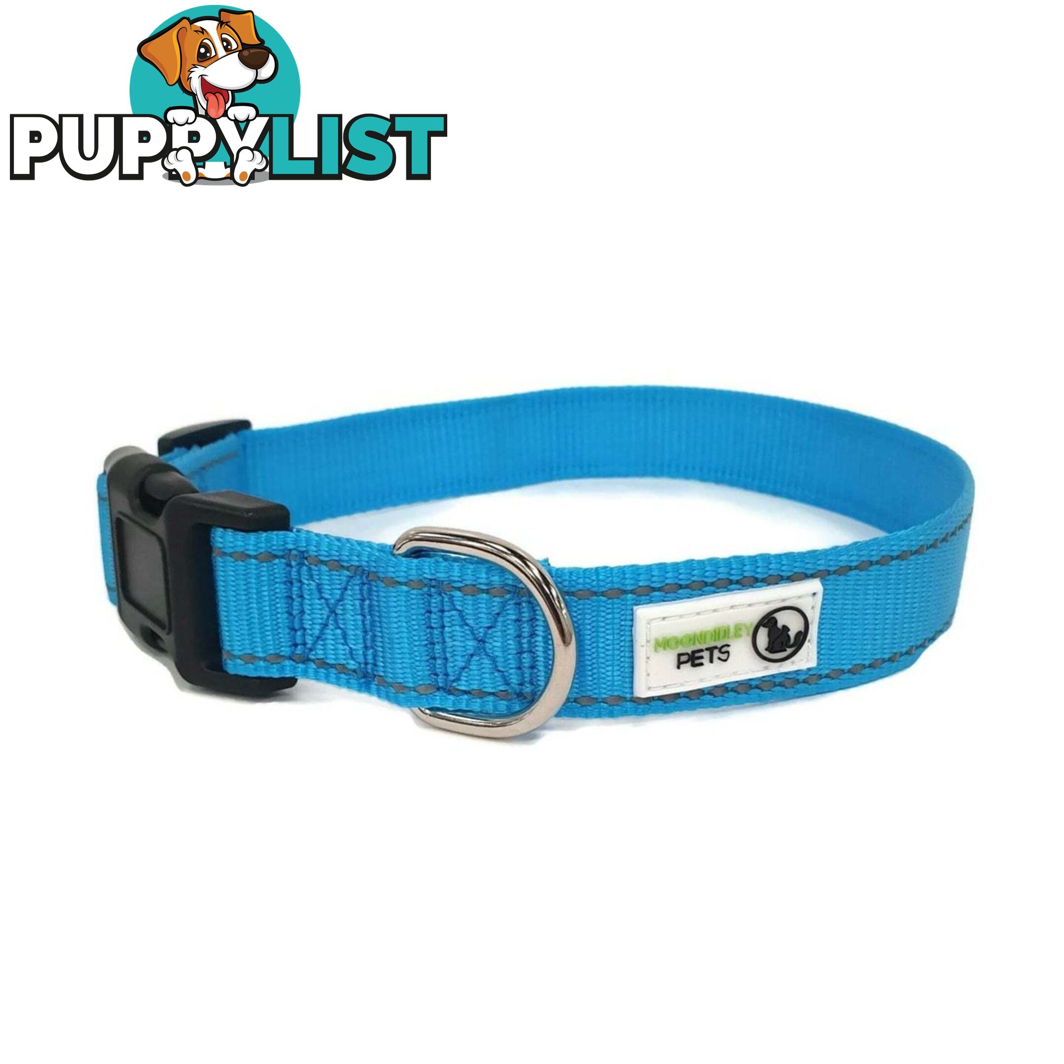 Nylon w/Reflective Stitching Dog Collar - Moondidley Pets - MDPCOLREFXLTUR