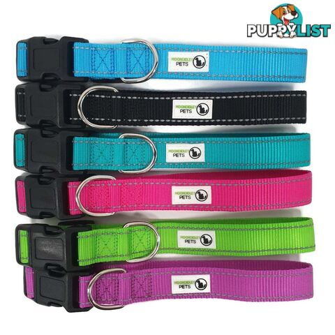 Nylon w/Reflective Stitching Dog Collar - Moondidley Pets - MDPCOLREFXLTUR