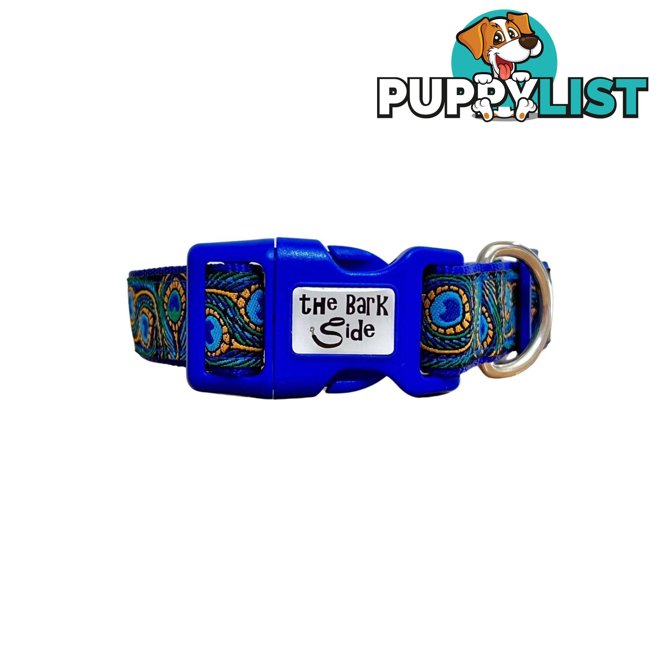 Peacock Feather Dog Collar - Hand Made by The Bark Side - TBSPEALGETEA