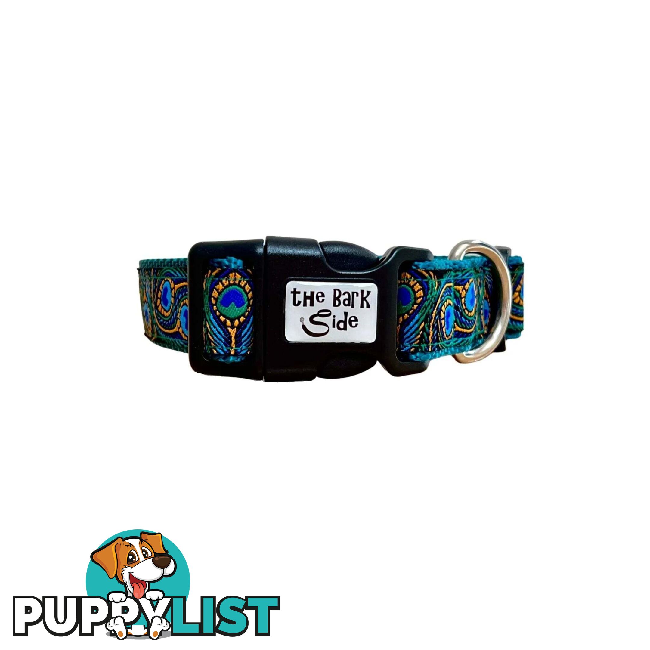 Peacock Feather Dog Collar - Hand Made by The Bark Side - TBSPEALGETEA