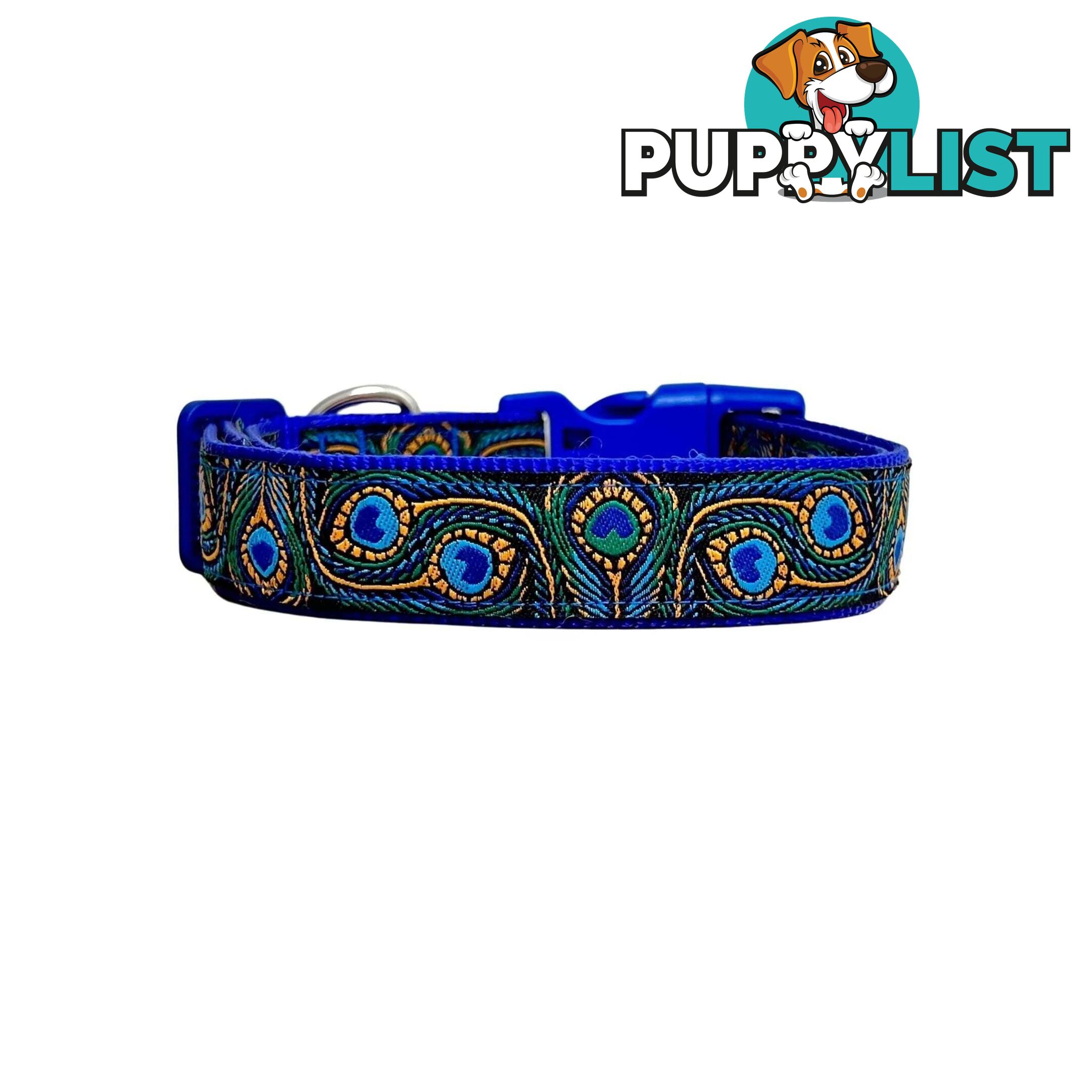 Peacock Feather Dog Collar - Hand Made by The Bark Side - TBSPEALGETEA