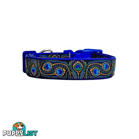 Peacock Feather Dog Collar - Hand Made by The Bark Side - TBSPEALGETEA