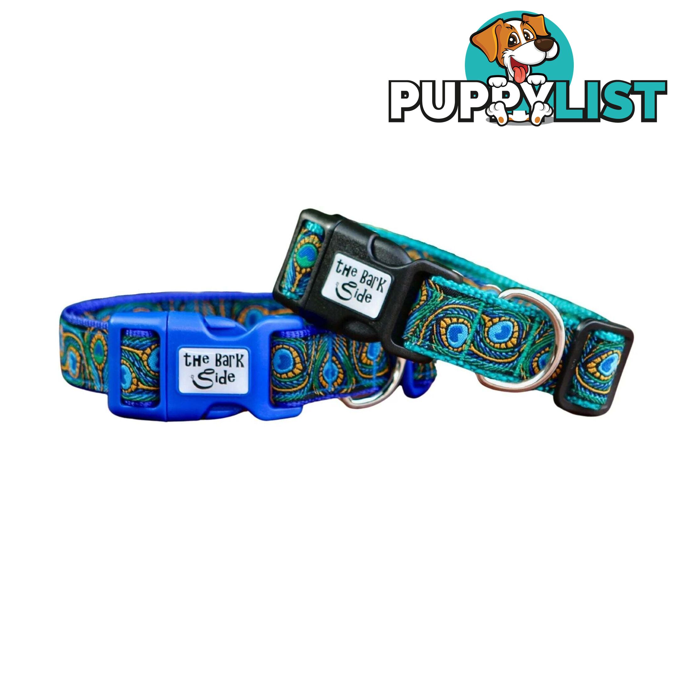 Peacock Feather Dog Collar - Hand Made by The Bark Side - TBSPEALGETEA