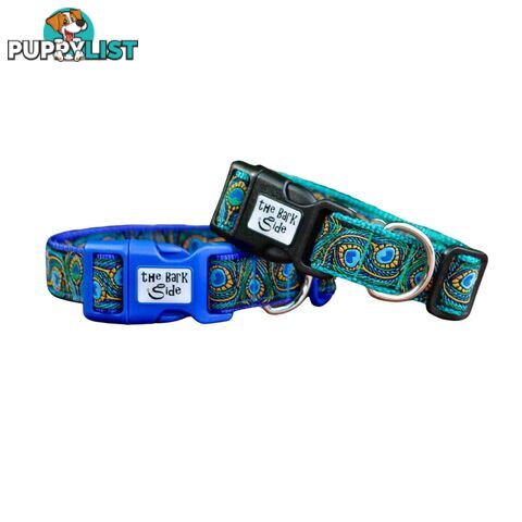 Peacock Feather Dog Collar - Hand Made by The Bark Side - TBSPEALGETEA