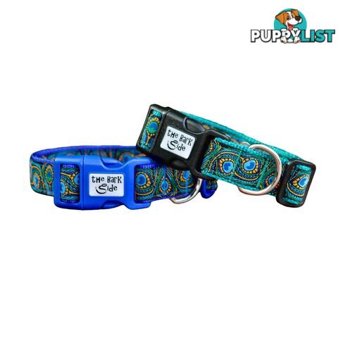 Peacock Feather Dog Collar - Hand Made by The Bark Side - TBSPEAXSTEA