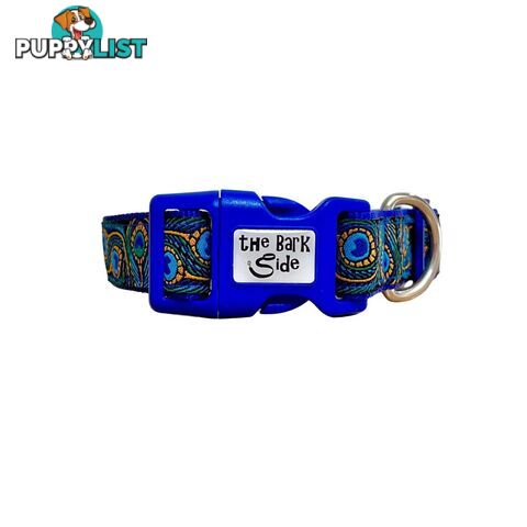 Peacock Feather Dog Collar - Hand Made by The Bark Side - TBSPEAXSTEA