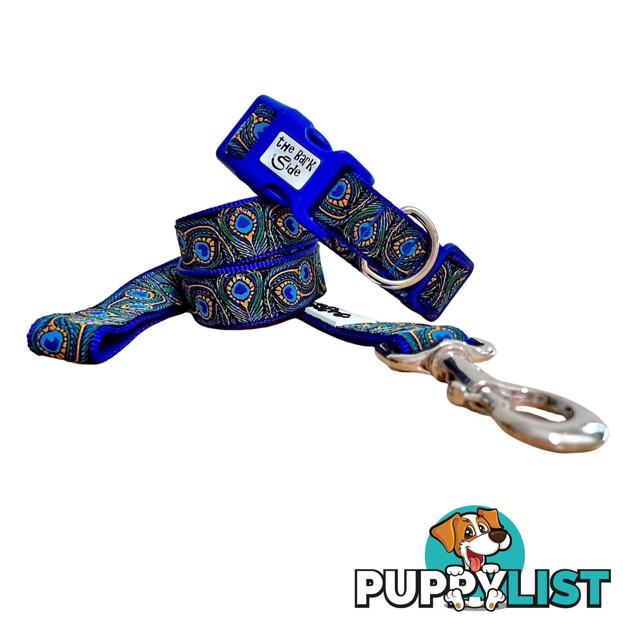 Peacock Feather Dog Collar - Hand Made by The Bark Side - TBSPEAXSTEA