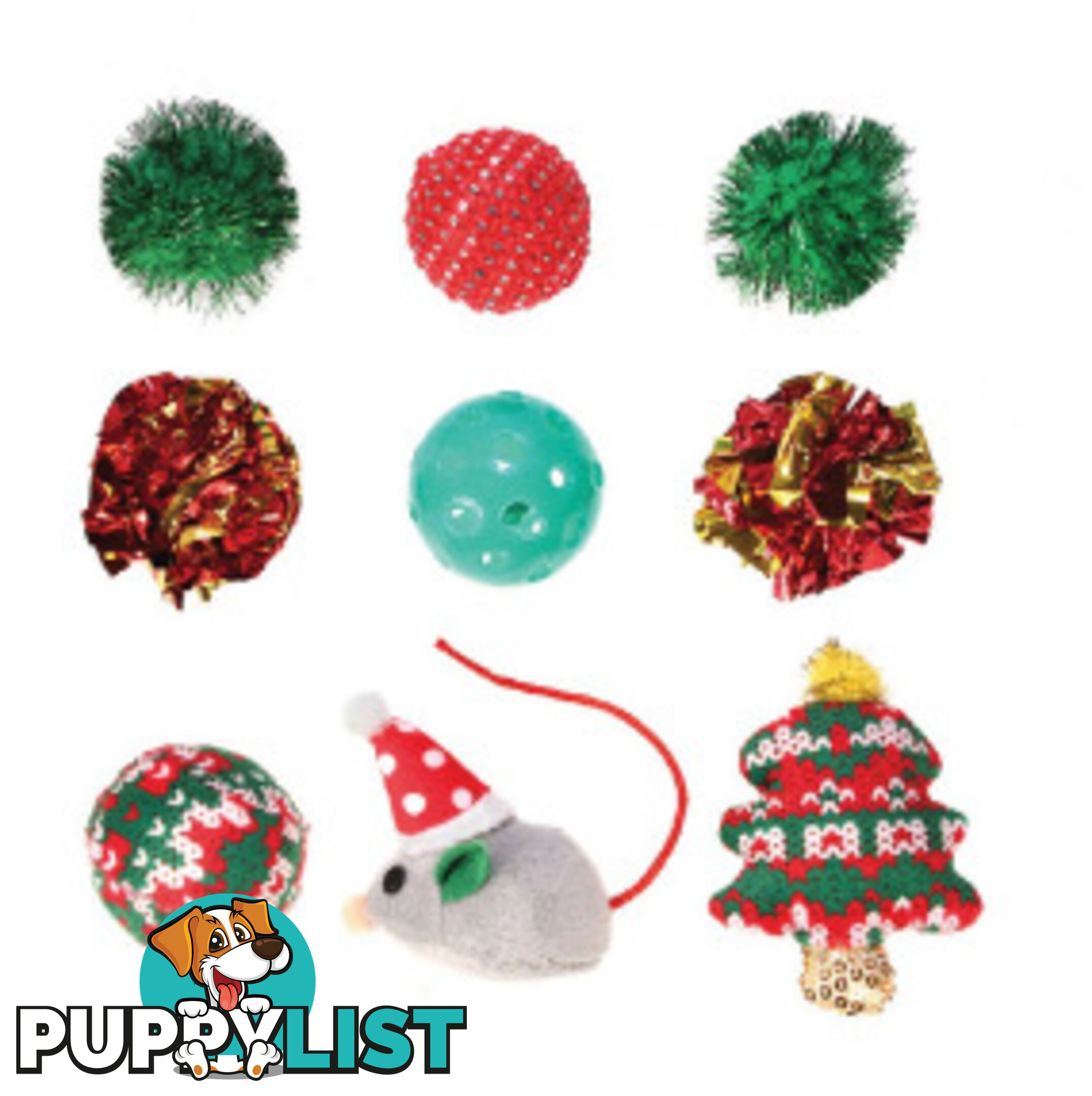 Christmas Cat Toy Box 9pk 15.5x21.5cm - Kitty Play - PPP-91-KP04777