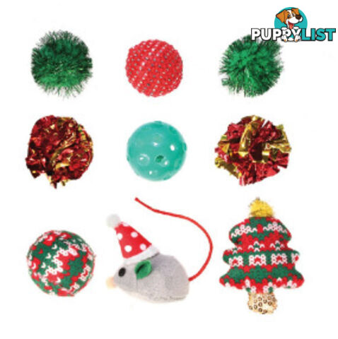 Christmas Cat Toy Box 9pk 15.5x21.5cm - Kitty Play - PPP-91-KP04777
