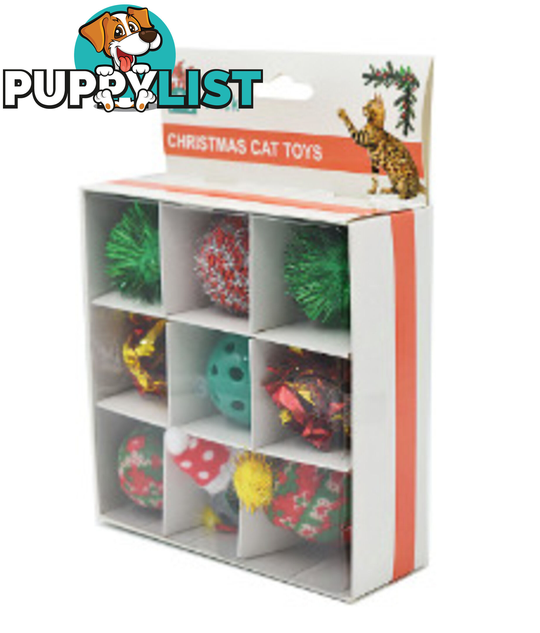 Christmas Cat Toy Box 9pk 15.5x21.5cm - Kitty Play - PPP-91-KP04777