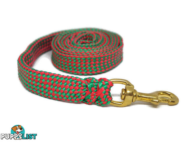 1.8m to 10m Long Dog Lead No Stitching Tough Yarnix 20mm Wide - YNXLD2010BRREDGRN