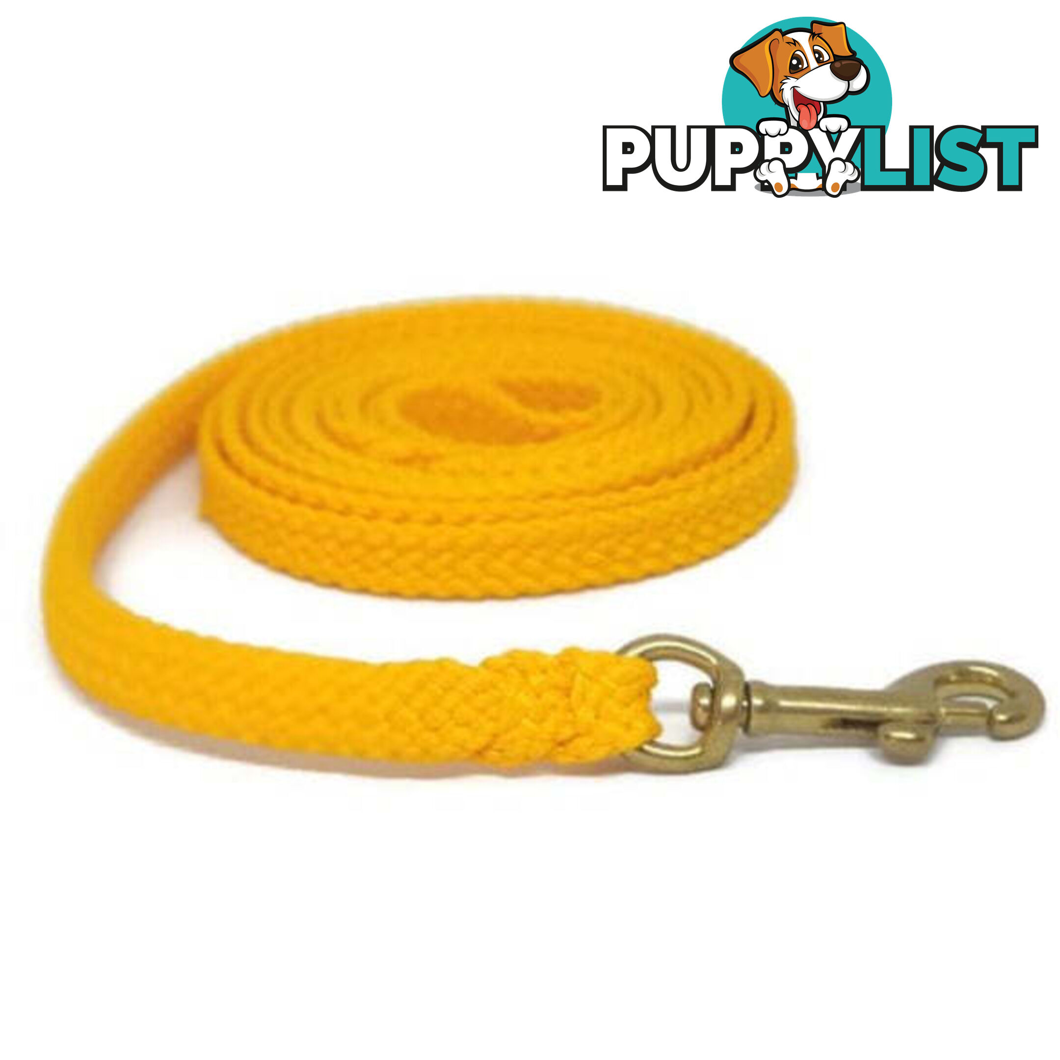 1.8m to 10m Long Dog Lead No Stitching Tough Yarnix 10mm Wide - YNXLD10-5-YEL-BR