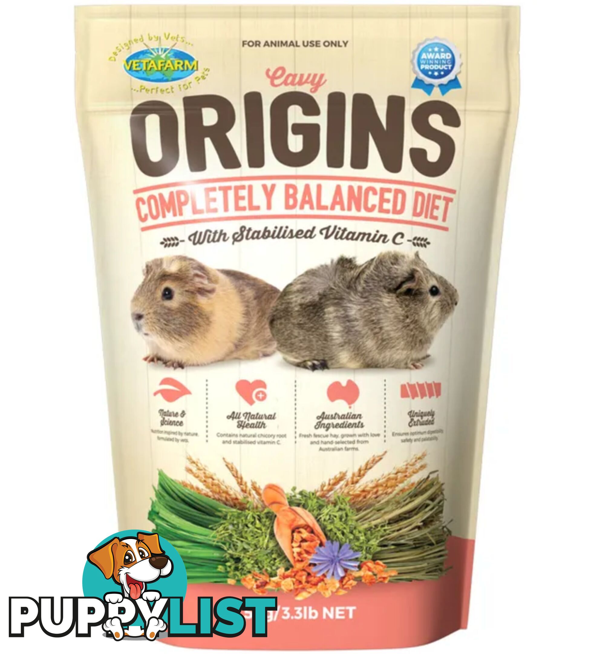 Guinea Pig Food Vetafarm Cavy Origins 1.5KG - WPS-AFV0040