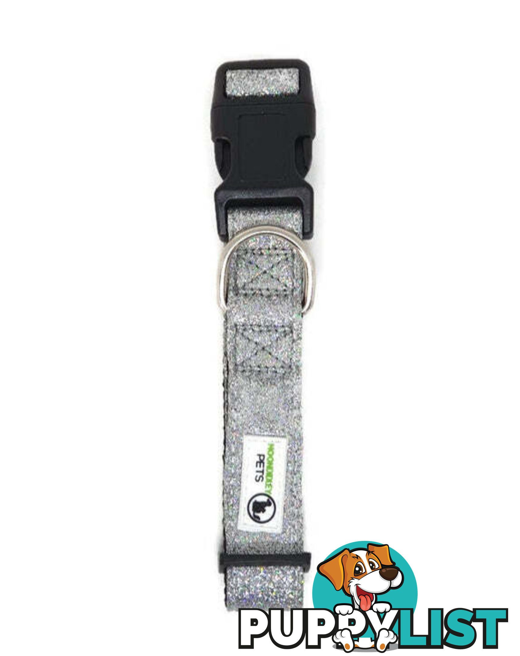 Bling Glitter Overlay Nylon Collar - Breakaway Buckle - Moondidley Pets - MDPCOLBLIMBLK
