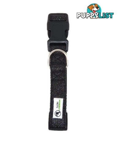 Bling Glitter Overlay Nylon Collar - Breakaway Buckle - Moondidley Pets - MDPCOLBLIMBLK