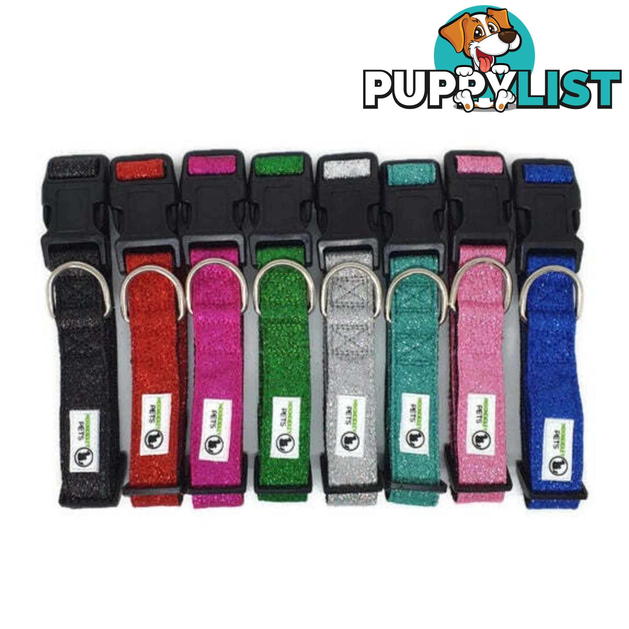 Bling Glitter Overlay Nylon Collar - Breakaway Buckle - Moondidley Pets - MDPCOLBLIMBLK