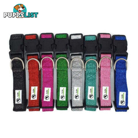 Bling Glitter Overlay Nylon Collar - Breakaway Buckle - Moondidley Pets - MDPCOLBLIMBLK