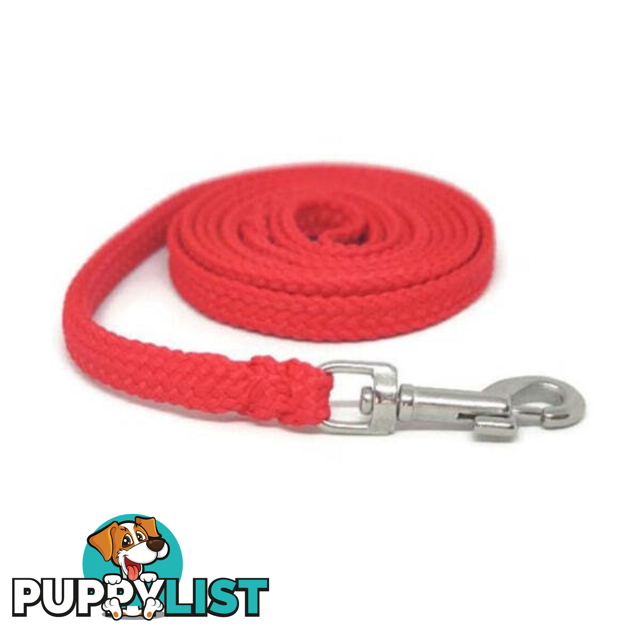1.8m to 10m Long Dog Lead No Stitching Tough Yarnix 10mm Wide - YNXLD10-5-RD-SS