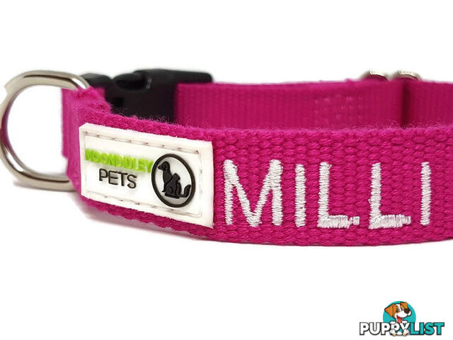 Doggie ID Collar Bamboo Fibre Personalised Embroidered - CCB-CO-001-SPU-NO