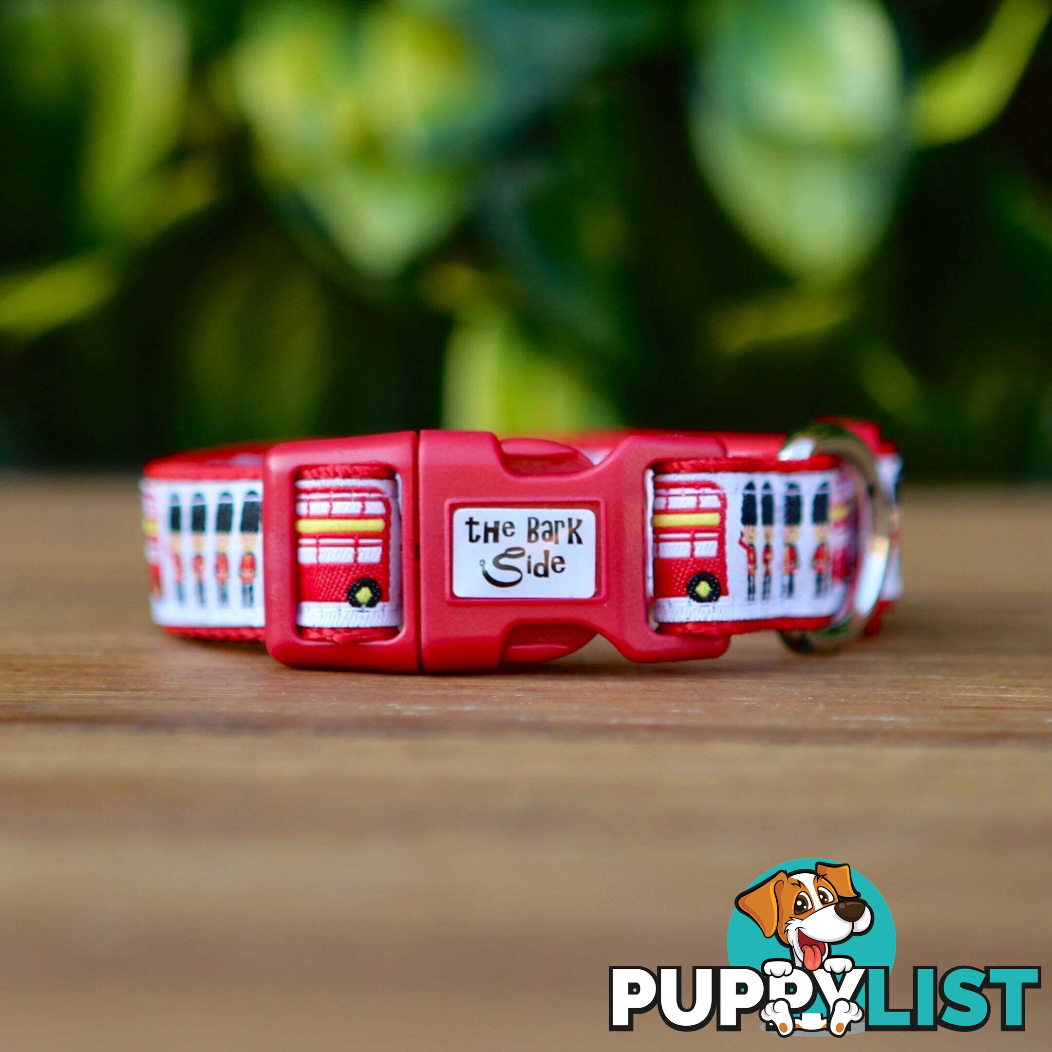 London Themed Dog Collar / XS - M - Hand Made by The Bark Side - TBSLONSMLRED