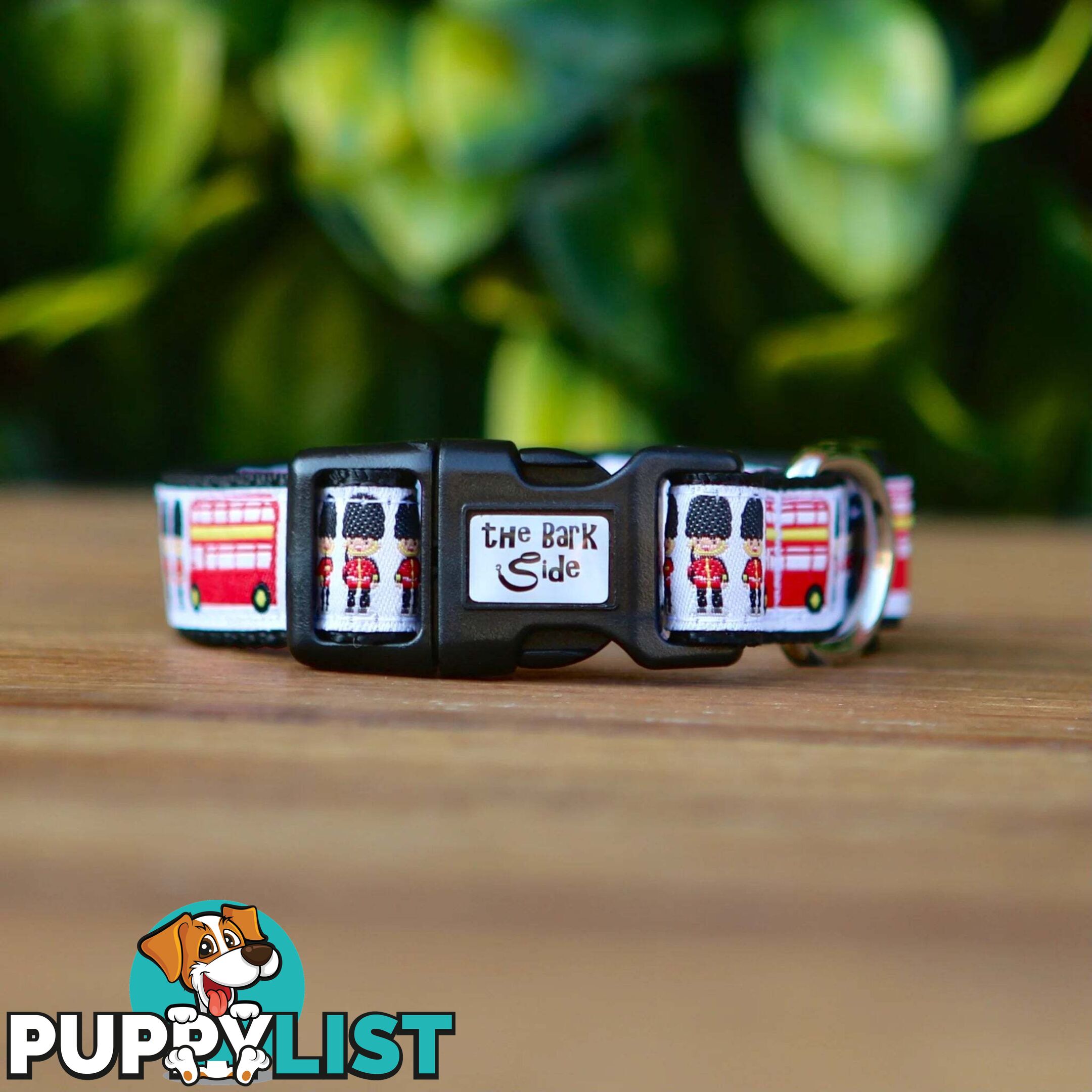 London Themed Dog Collar / XS - M - Hand Made by The Bark Side - TBSLONSMLRED