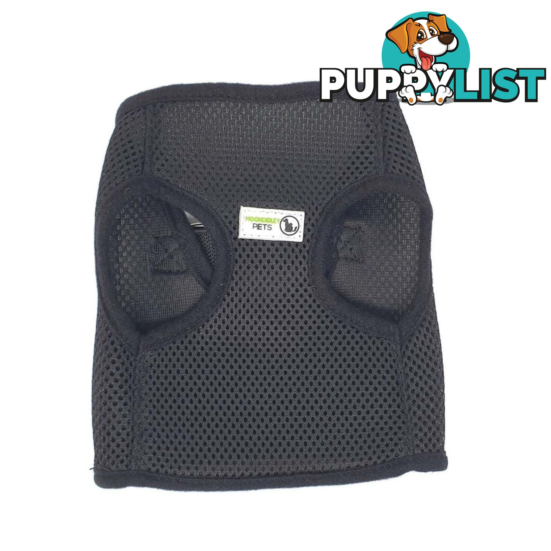 Vest Harness Pet Dog-Cat Step-in Velcro and Buckle Attachments - Moondidley Pets - MDPVESTSBLK