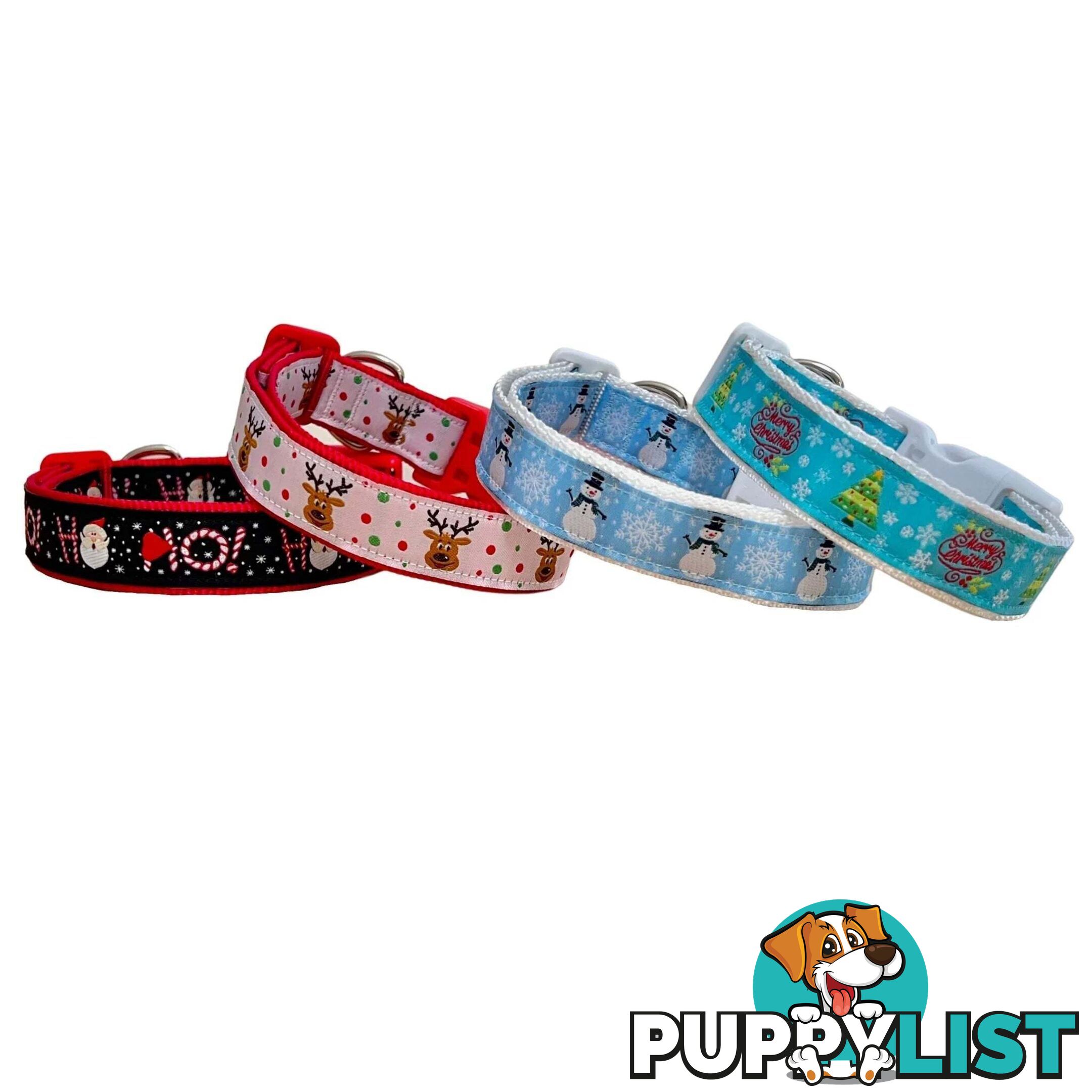 Christmas Dog Collar / Reindeer / Santa / XS - L - Hand Made by The Bark Side - TBSCHRXSREI