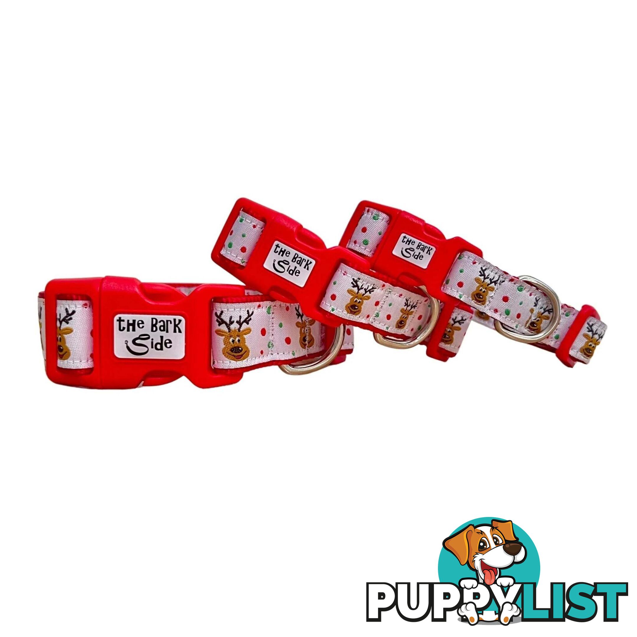 Christmas Dog Collar / Reindeer / Santa / XS - L - Hand Made by The Bark Side - TBSCHRXSREI