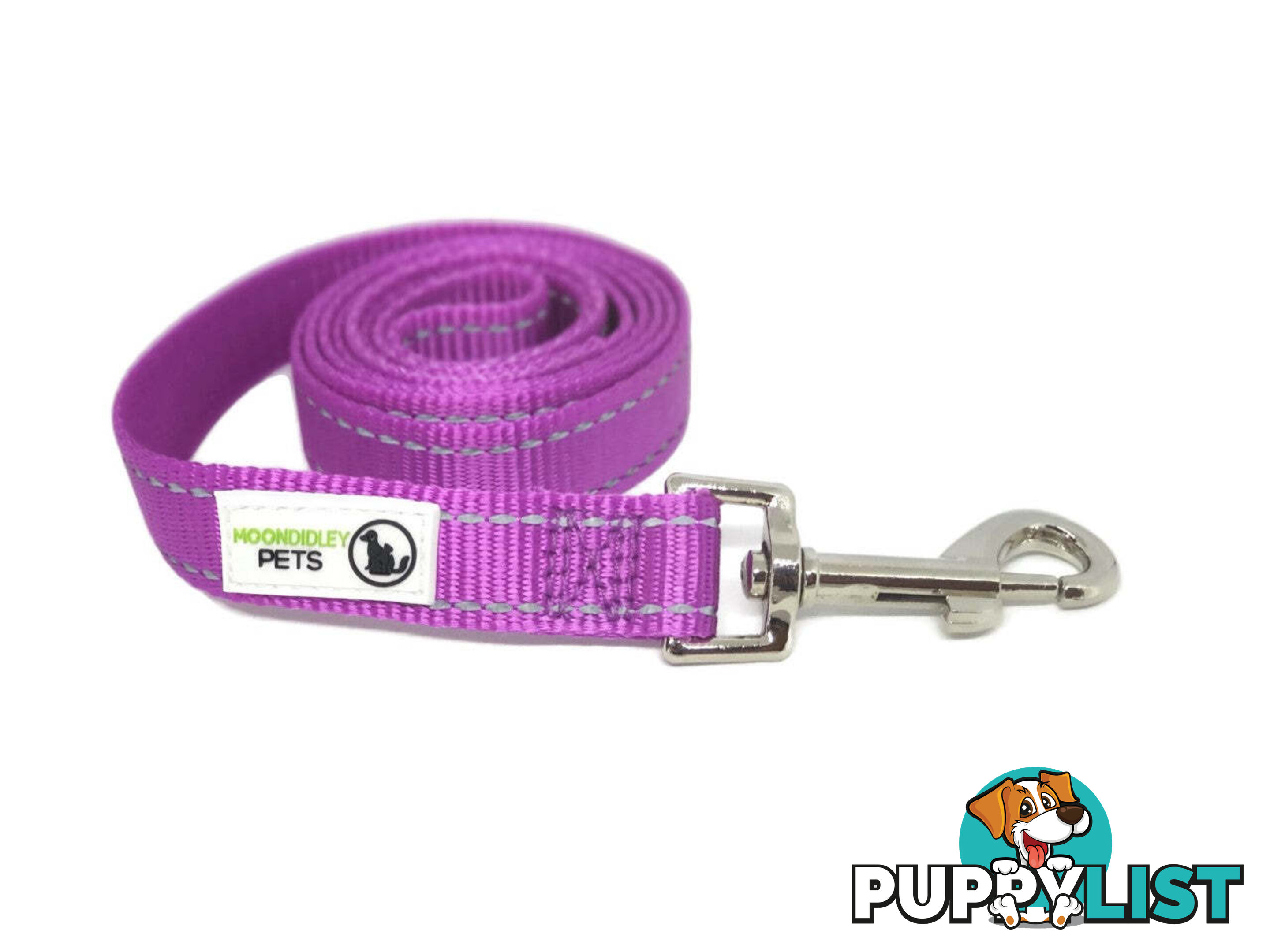 60cm Short Dog Lead Nyon w/Reflective Stitching - Moondidley Pets - MDPLDREFBLK2060