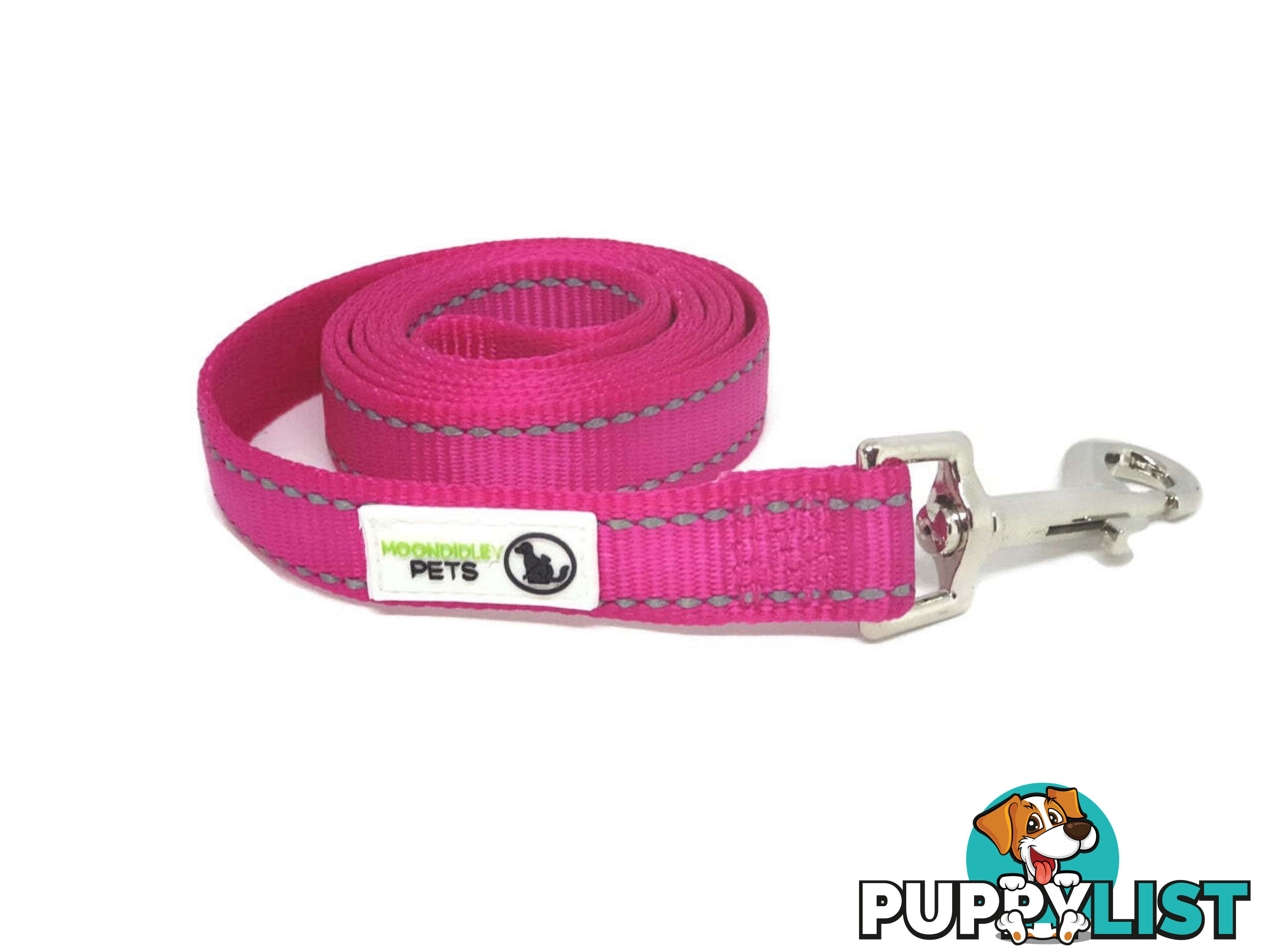 60cm Short Dog Lead Nyon w/Reflective Stitching - Moondidley Pets - MDPLDREFBLK2060