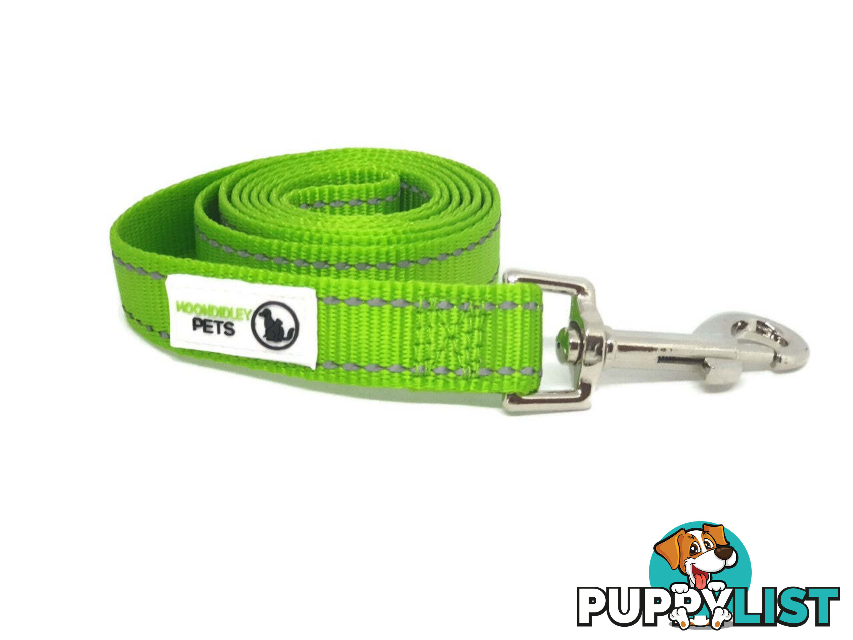 60cm Short Dog Lead Nyon w/Reflective Stitching - Moondidley Pets - MDPLDREFBLK2060