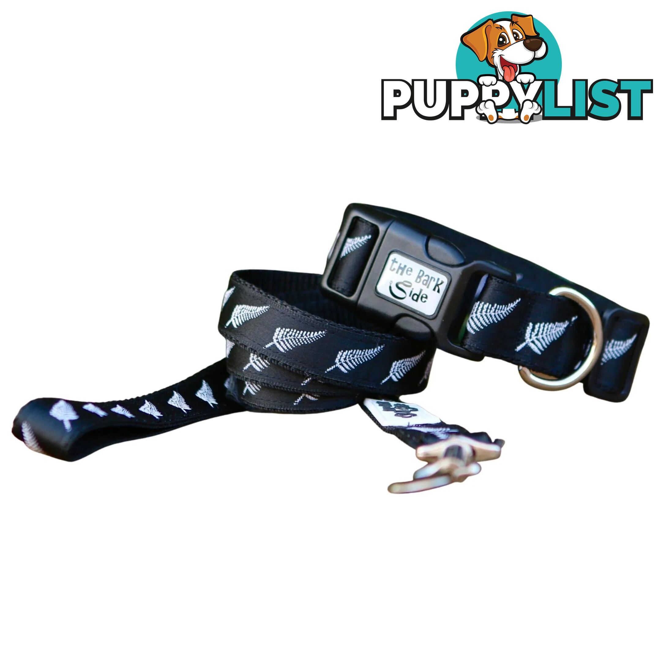 Silver Ferns Dog Lead / New Zealand / All Blacks / Dog Leash - Hand Made by The Bark Side - TBSLDSIL251.2