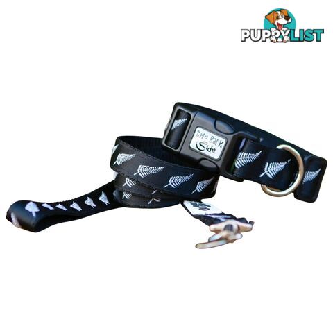 Silver Ferns Dog Lead / New Zealand / All Blacks / Dog Leash - Hand Made by The Bark Side - TBSLDSIL251.2