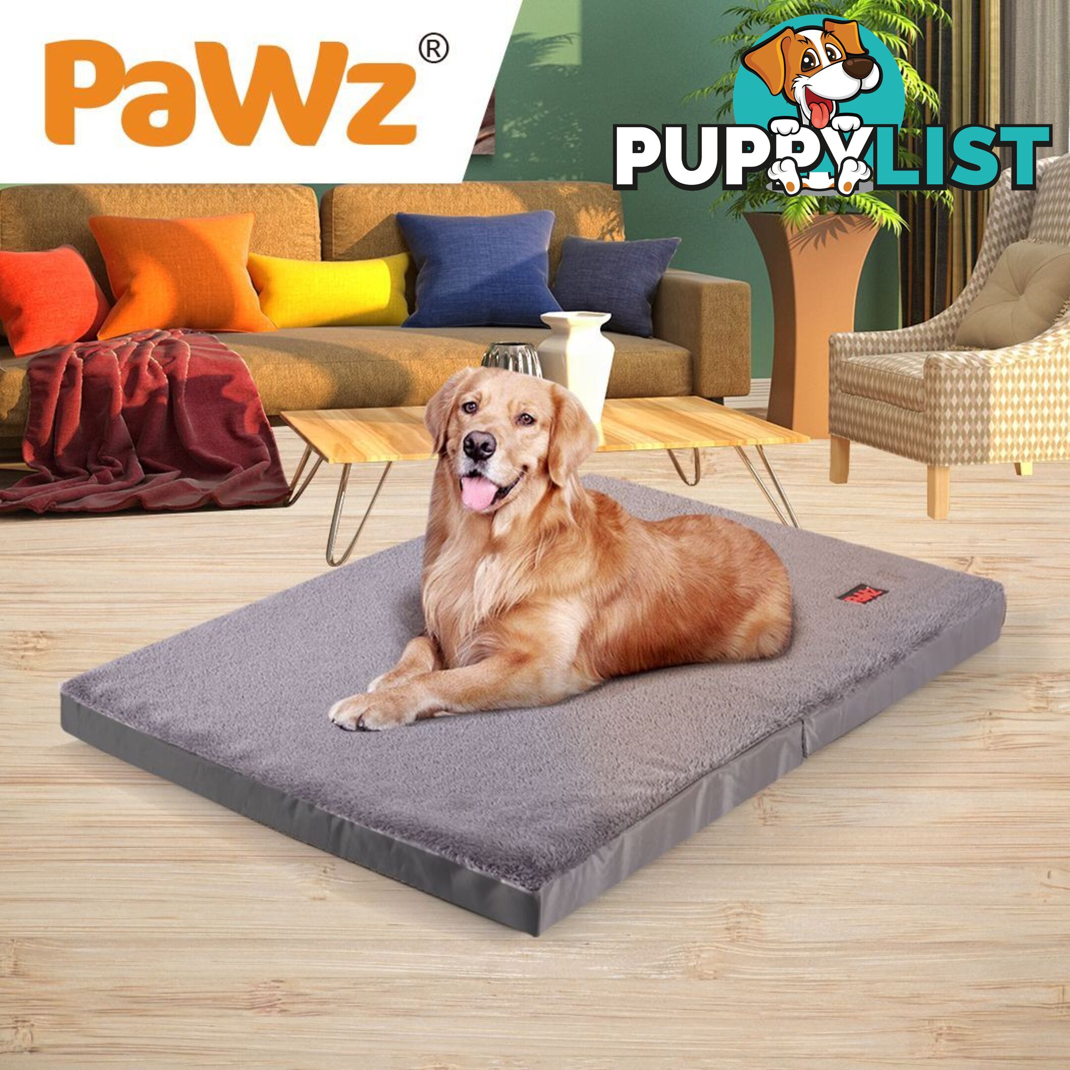Pet Bed Foldable Dog Puppy Beds Cushion Pad Pads Soft Plush Black PaWz - WB-JC1045-L-GR